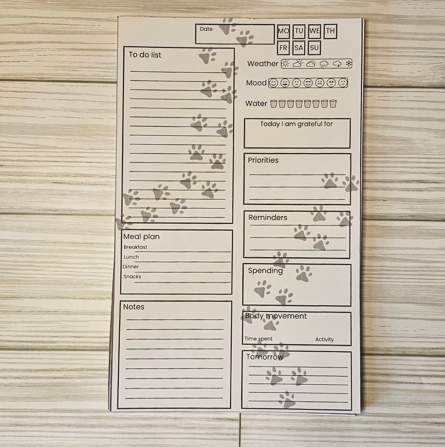 Daily planning notepad-Meandering paws