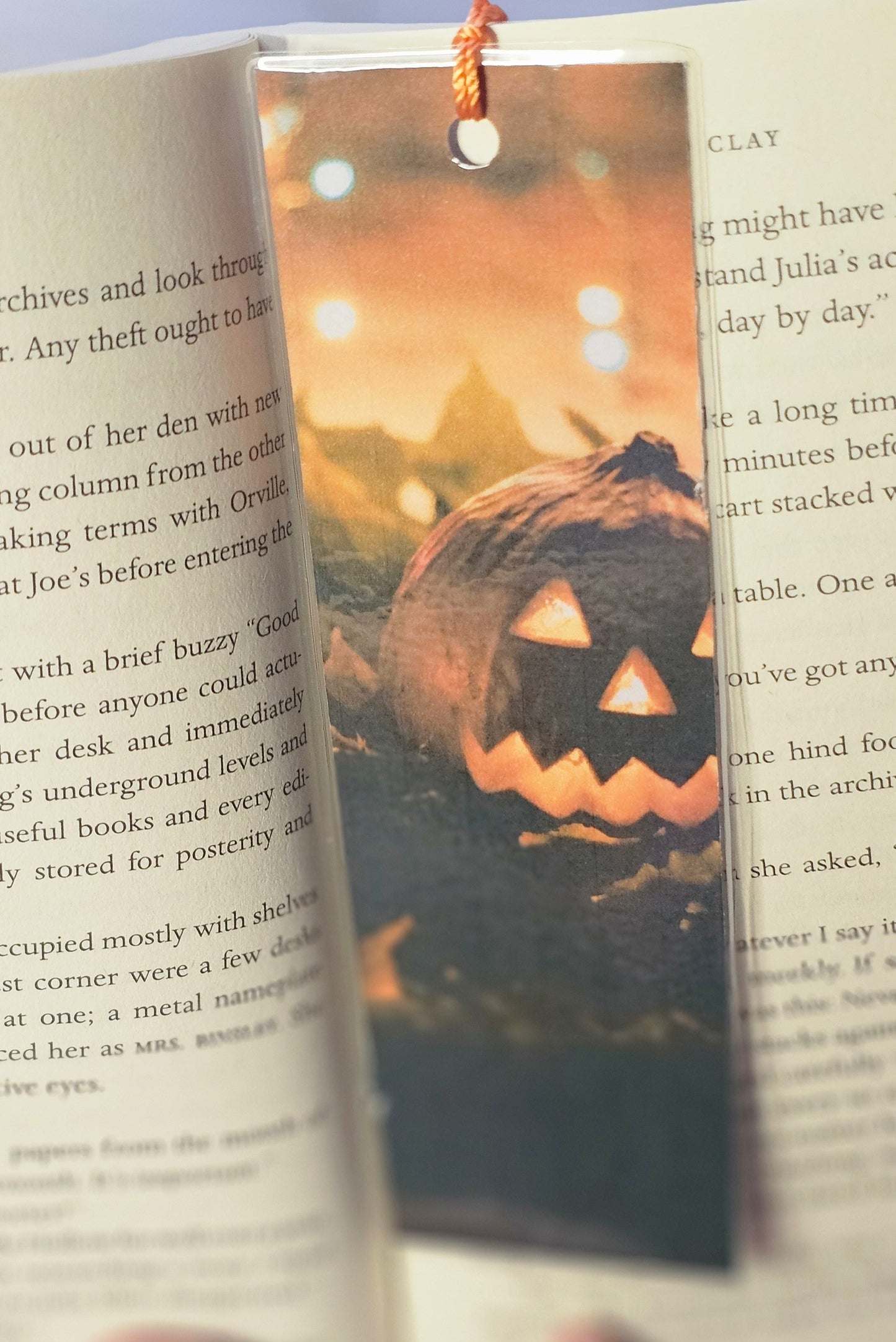 Laminated bookmark - jack-o-lantern
