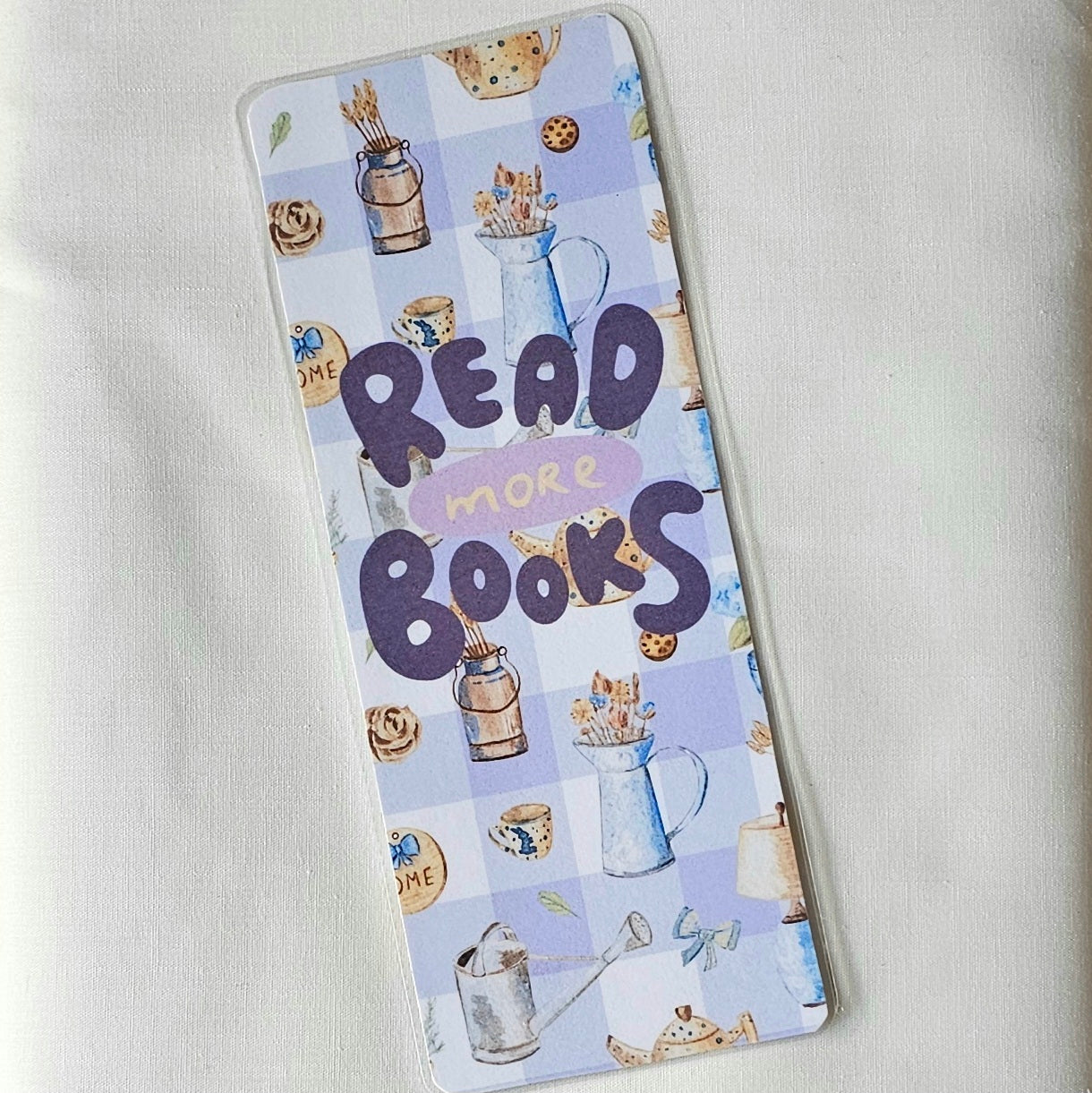 Laminated bookmark - gingham read books