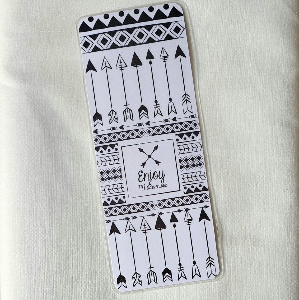 Laminated bookmark - enjoy the adventure tribal