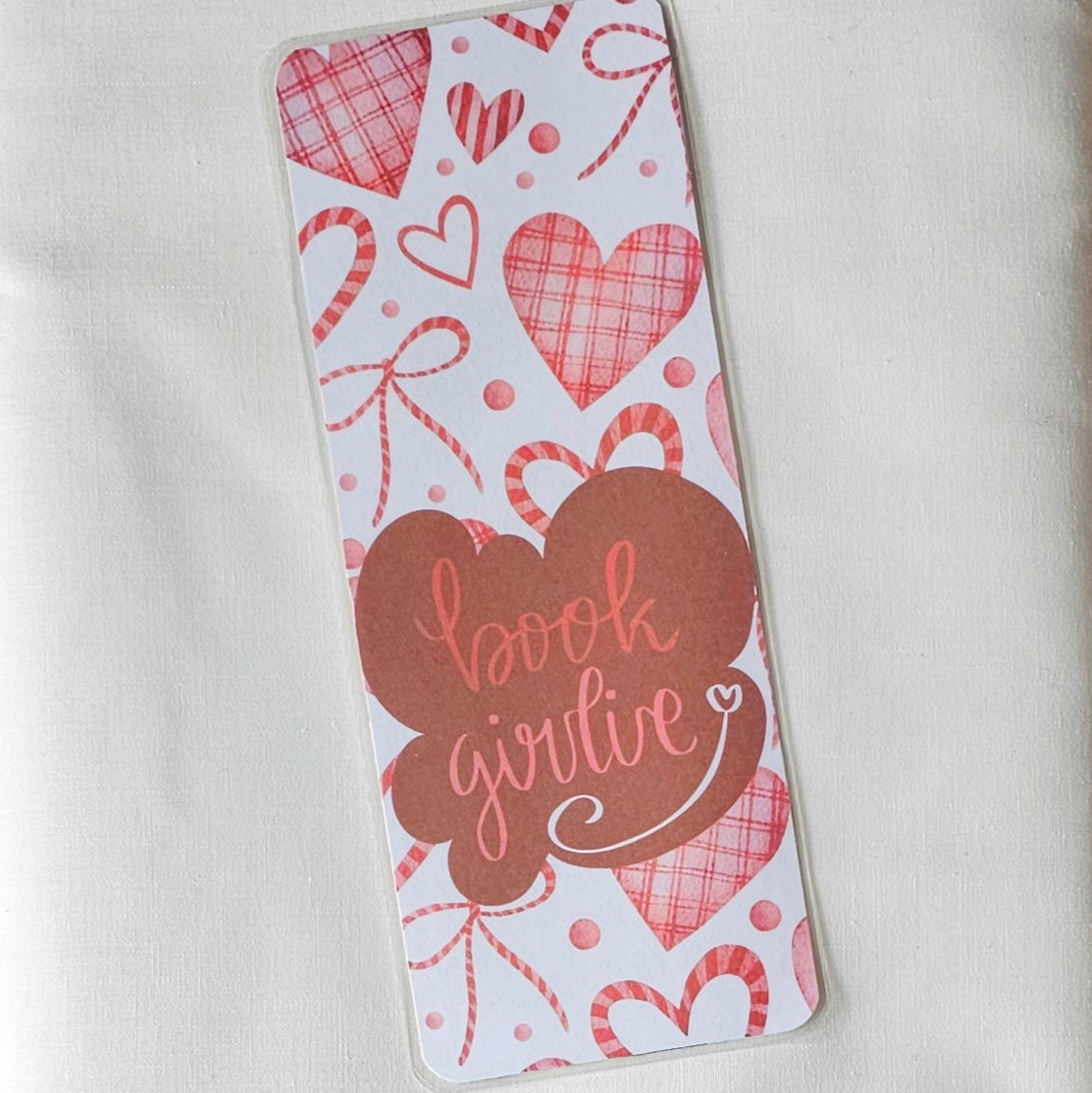 Laminated bookmark - book girlie