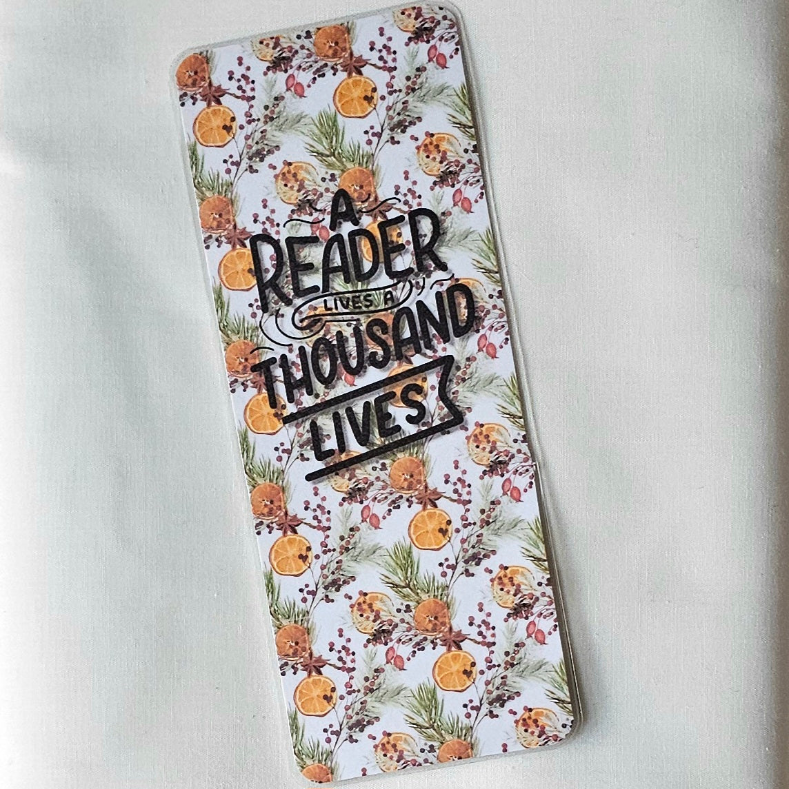 Laminated bookmark - dried oranges