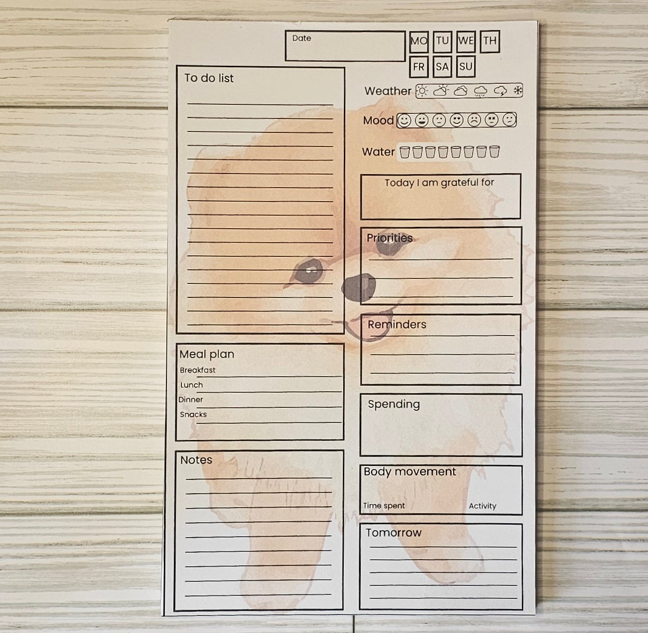 Daily planning notepad- Pomeranian