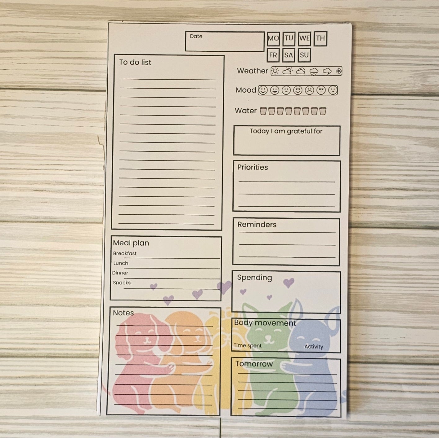 Daily planning notepad-Rainbow puppies