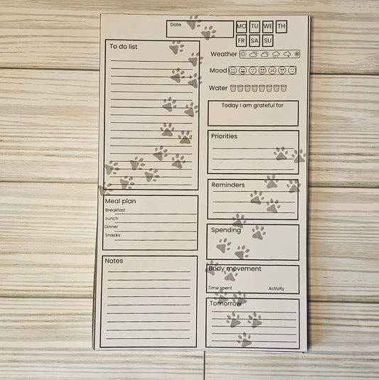 Daily planning notepad-Meandering paws