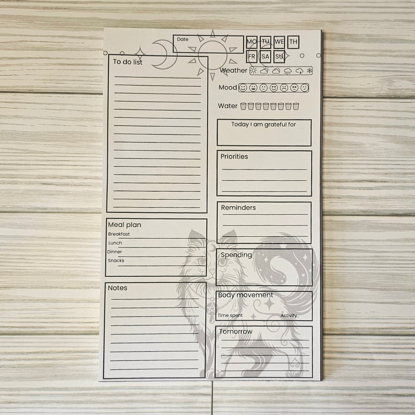 Daily planning notepad-Celestial Moon Cat