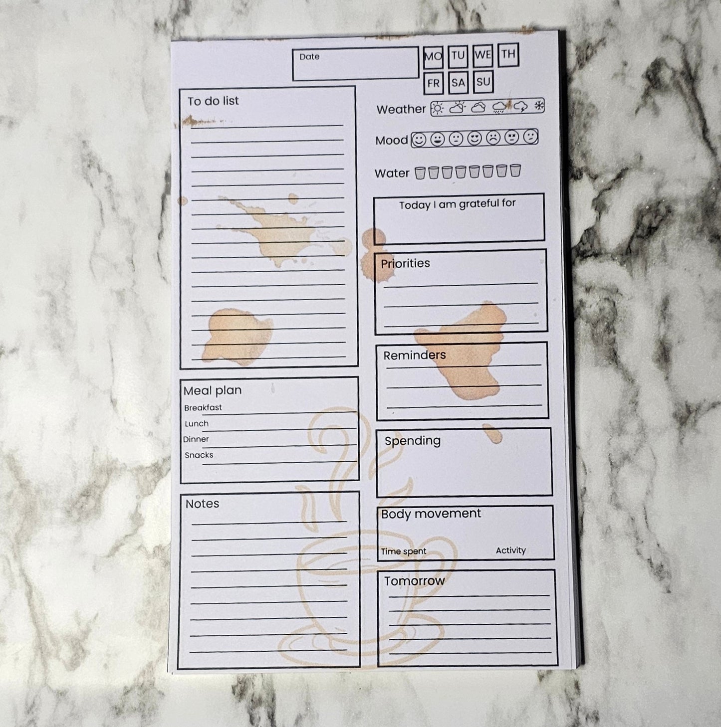 Daily planning notepad - coffee 2