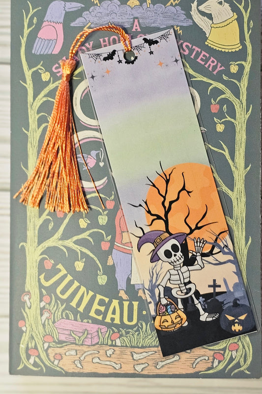 Laminated bookmark - halloween skeleton