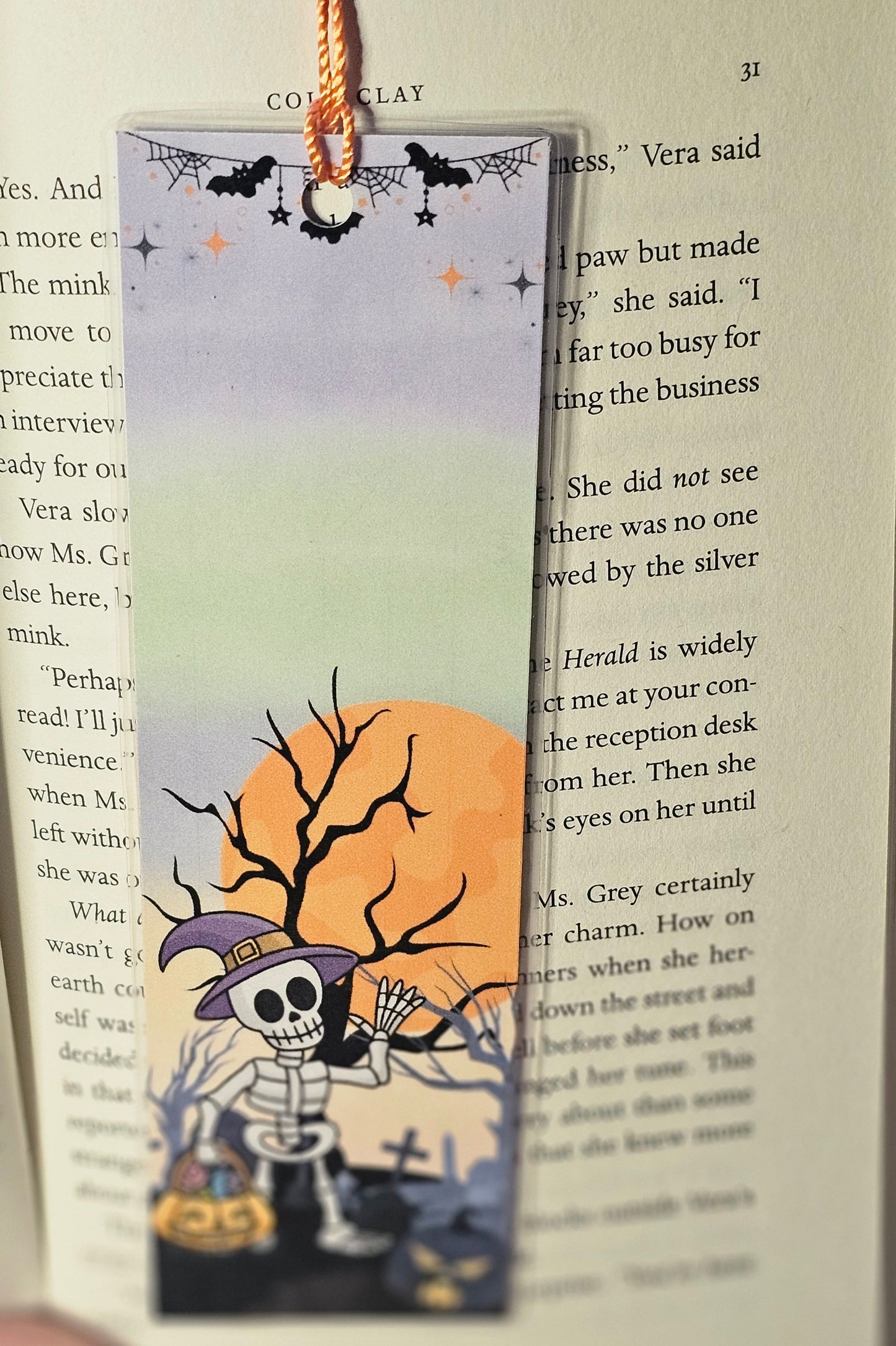 Laminated bookmark - halloween skeleton