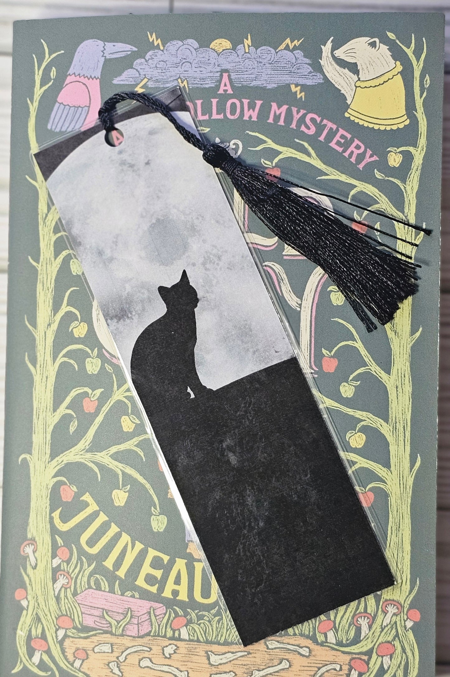 Laminated bookmark - halloween black cat