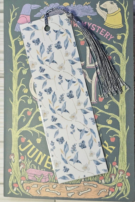 Laminated bookmark - blue floral