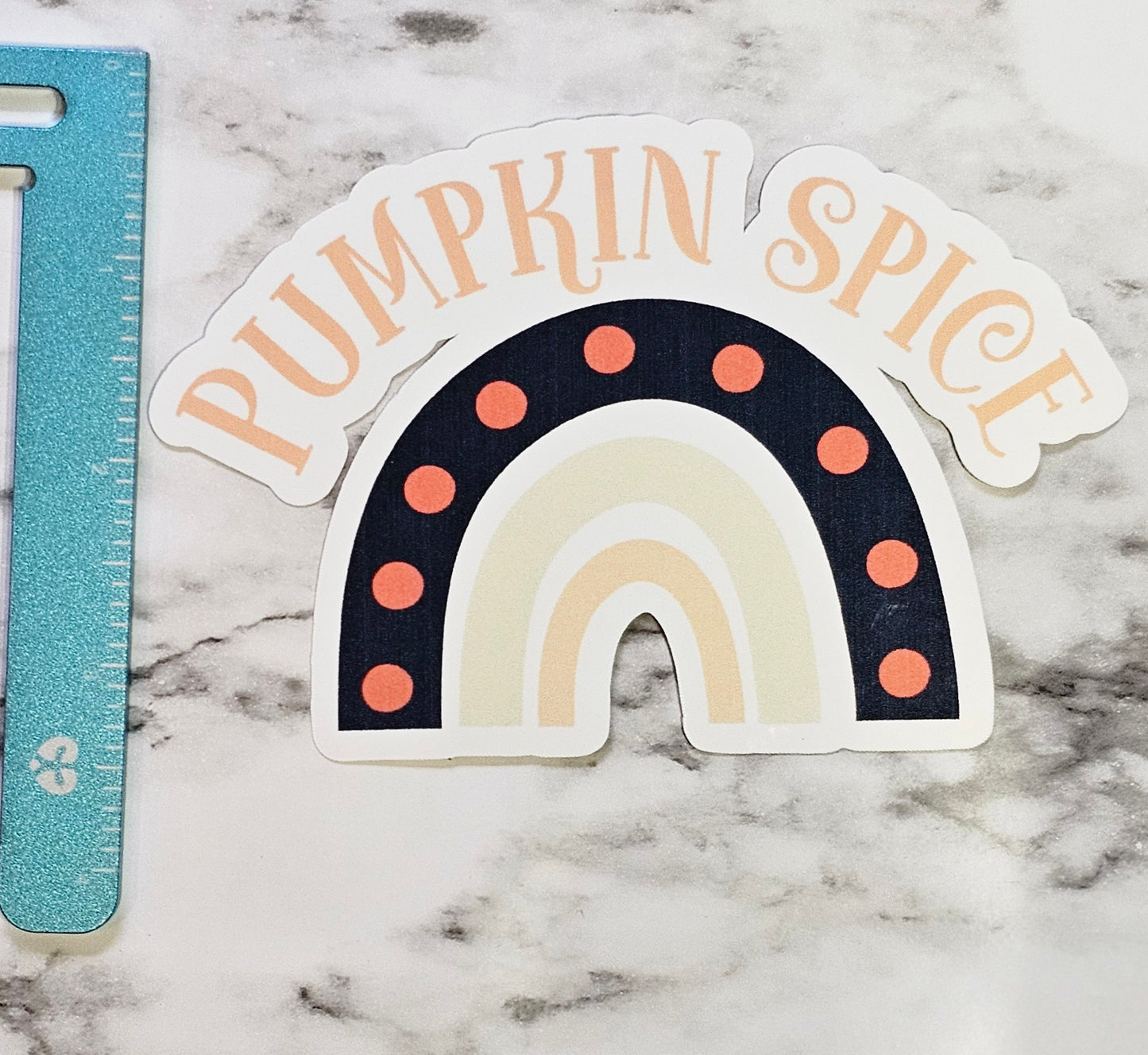 3" sticker-pumpkin spice rainbow