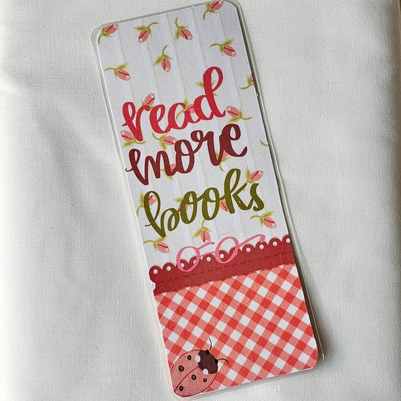 Laminated bookmark - lady bug picnic