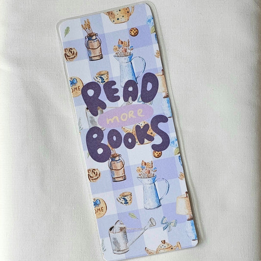 Laminated bookmark - gingham read books