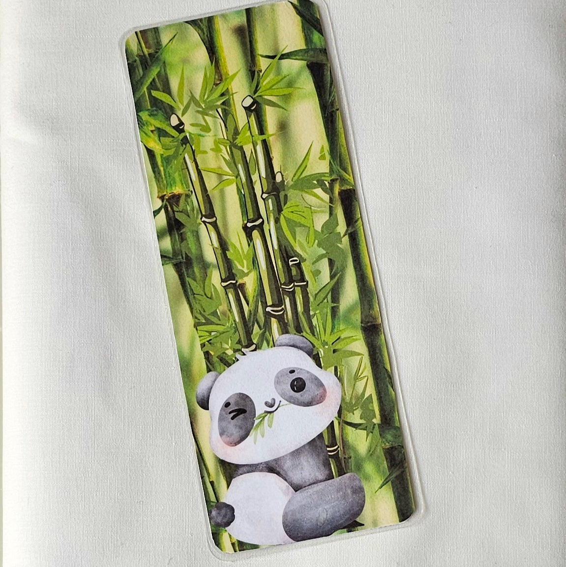 Laminated bookmark - bamboo panda