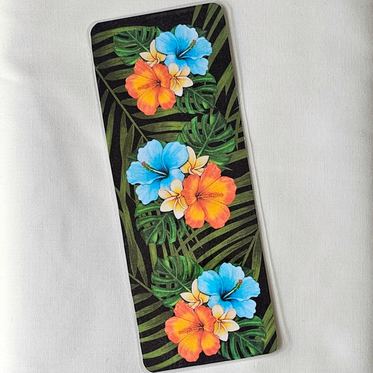 Laminated bookmark - Hibiscus and plumeria