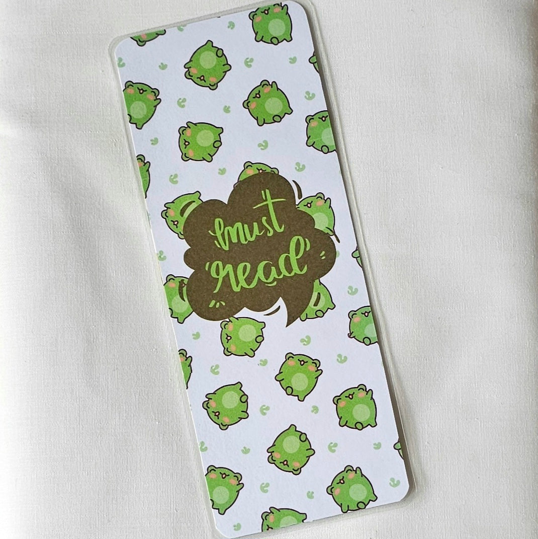 Laminated bookmark - frogs