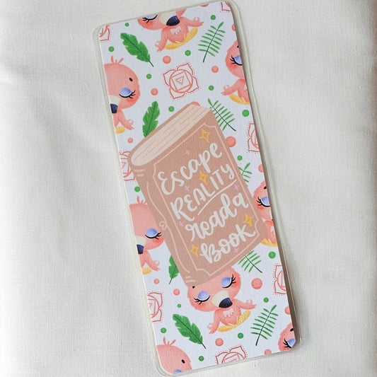 Laminated bookmark - flamingo