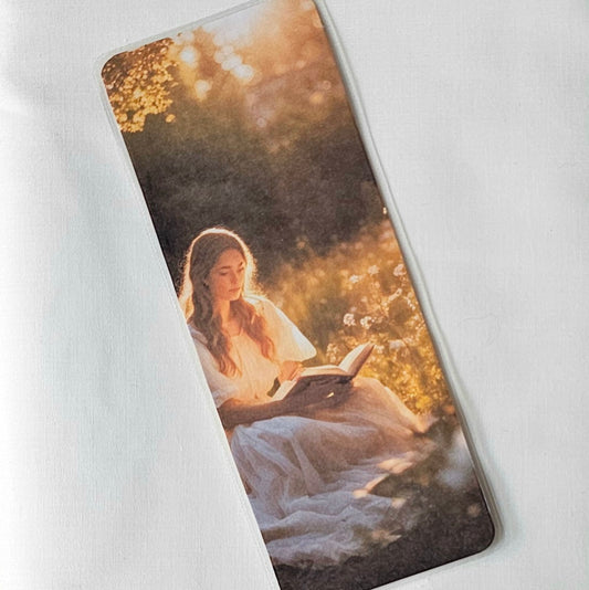 Laminated bookmark - cottagecore reader