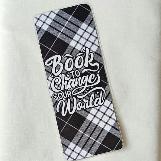 Laminated bookmark - plad book to change the world