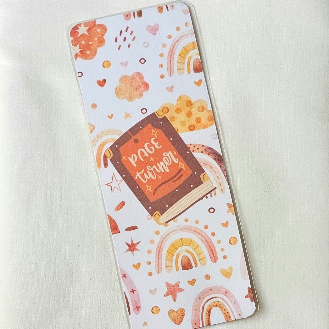 Laminated bookmark - boho rainbows