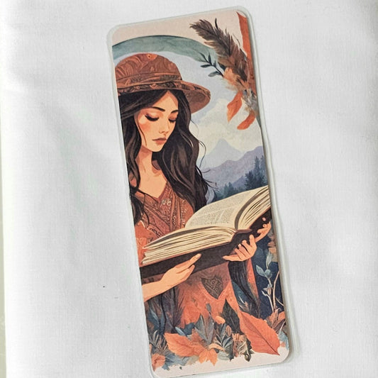 Laminated bookmark - boho woman
