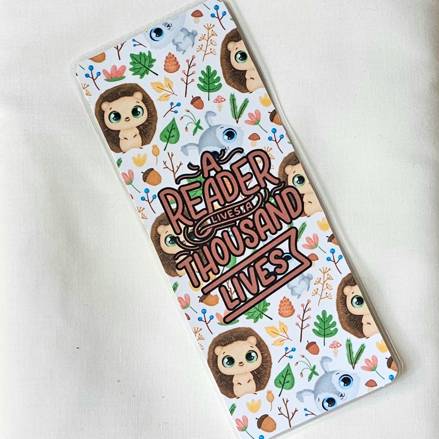 Laminated bookmark - autumn hedgehog