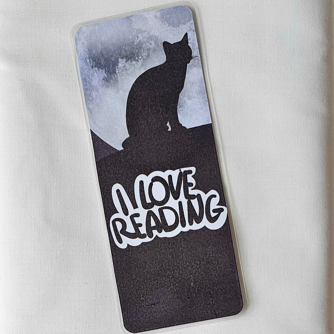 Laminated bookmark - black cat