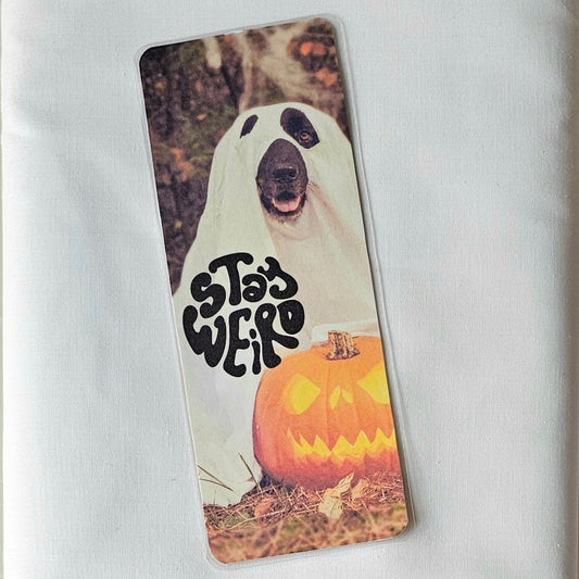 Laminated bookmark - stay weird